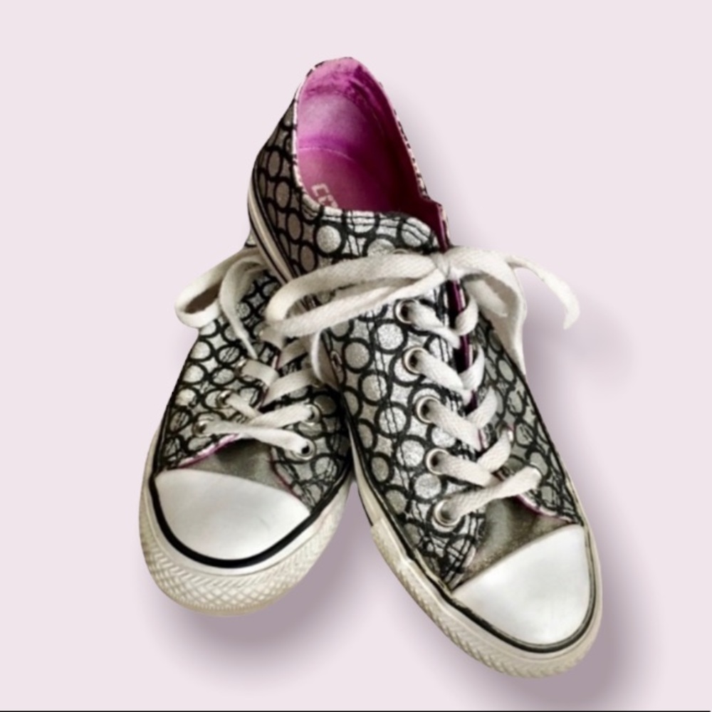 Converse All Star Black & Silver Geometric Glitter Sneakers